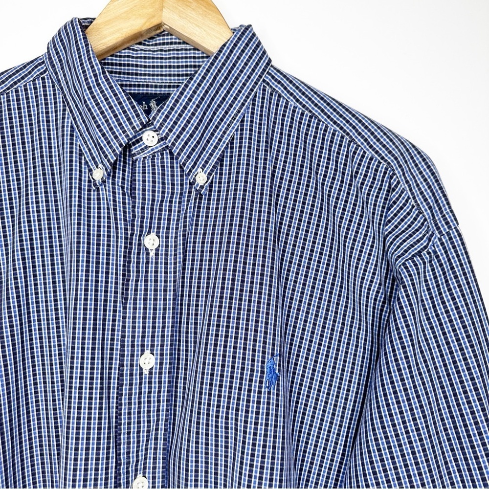 Polo Ralph Lauren Blake Blue Plaid Button Front Shirt Size Large